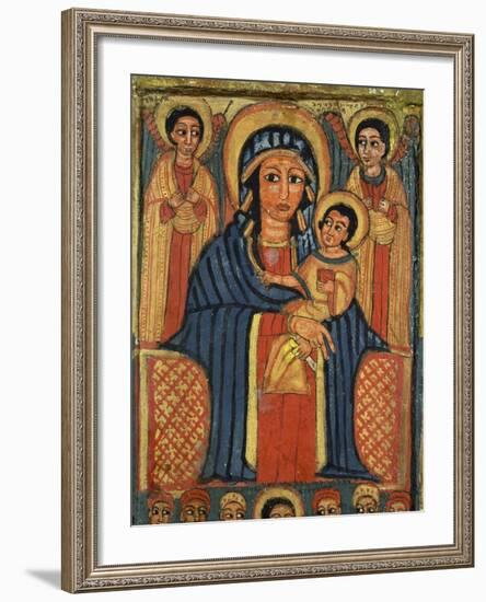 Enthroned Virgin with Child and Angels, Detail from Triptych. Ethiopia 18th-19th Century-null-Framed Giclee Print