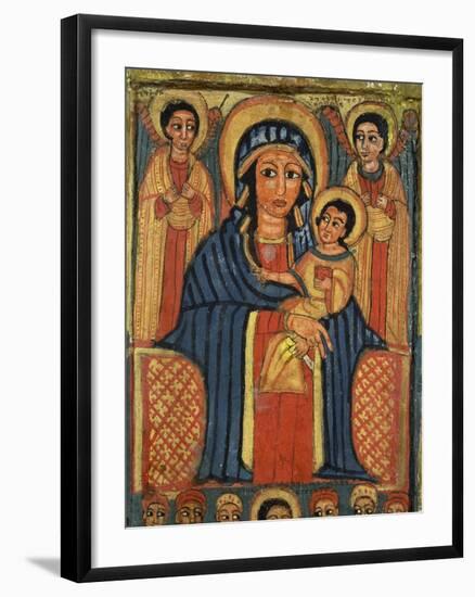 Enthroned Virgin with Child and Angels, Detail from Triptych. Ethiopia 18th-19th Century-null-Framed Giclee Print