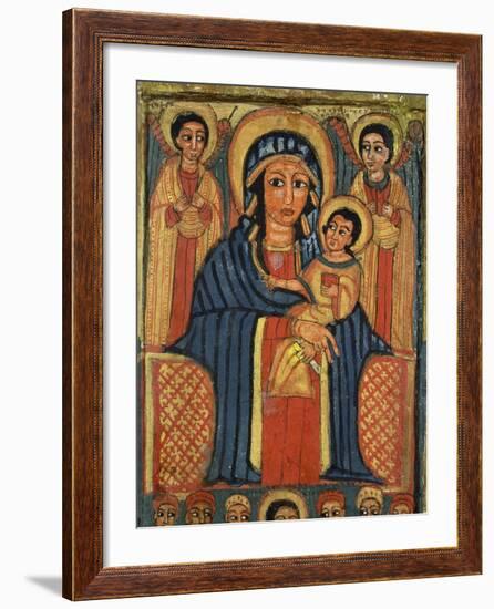 Enthroned Virgin with Child and Angels, Detail from Triptych. Ethiopia 18th-19th Century-null-Framed Giclee Print