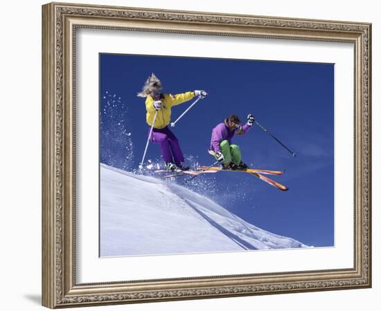 Enthusiastic Skiers-null-Framed Photographic Print