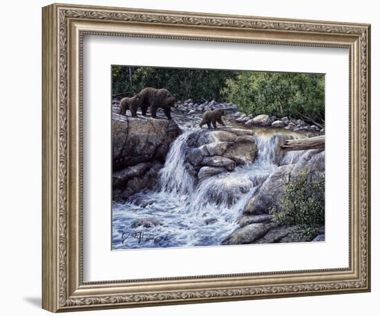Entiat Falls-Grizzly Family-Jeff Tift-Framed Giclee Print