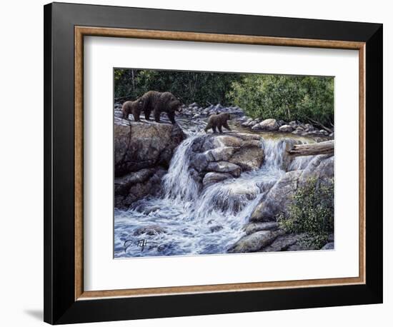 Entiat Falls-Grizzly Family-Jeff Tift-Framed Giclee Print