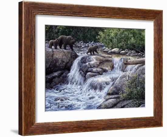 Entiat Falls-Grizzly Family-Jeff Tift-Framed Giclee Print