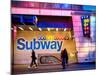 Entrance of a Subway Station in Times Square - Urban Street Scene by Night - Manhattan - New York-Philippe Hugonnard-Mounted Photographic Print