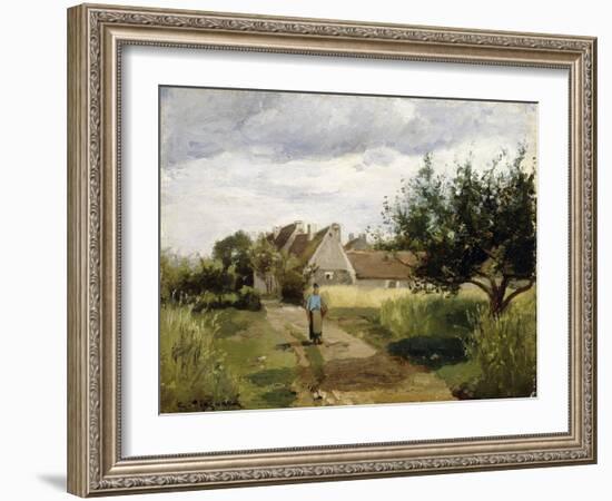 Entrance of a Village, C.1863-Camille Pissarro-Framed Giclee Print