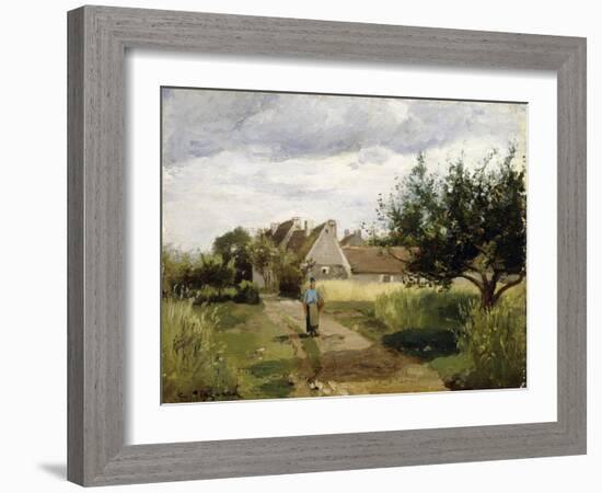 Entrance of a Village, C.1863-Camille Pissarro-Framed Giclee Print