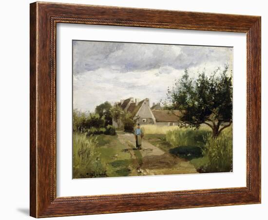 Entrance of a Village, C.1863-Camille Pissarro-Framed Giclee Print