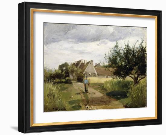 Entrance of a Village, C.1863-Camille Pissarro-Framed Giclee Print