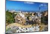 Entrance of Park Güell with City Skyline Behind, Barcelona, Catalonia, Spain-Stefano Politi Markovina-Mounted Photographic Print