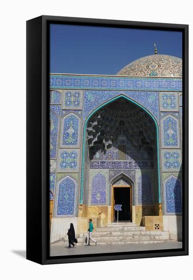 Entrance of Sheikh Lotfollah Mosque, UNESCO World Heritage Site, Isfahan, Iran, Middle East-James Strachan-Framed Premier Image Canvas