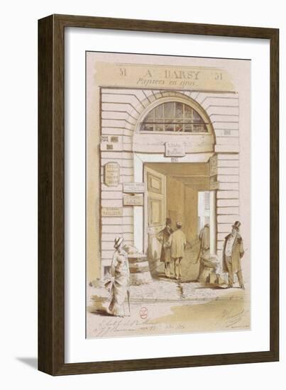 Entrance of the Hotel Bullion, 57 Rue Jean-Jeacques Rousseau, Paris, 1880 (W/C on Paper)-French School-Framed Giclee Print