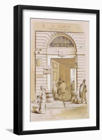 Entrance of the Hotel Bullion, 57 Rue Jean-Jeacques Rousseau, Paris, 1880 (W/C on Paper)-French School-Framed Giclee Print