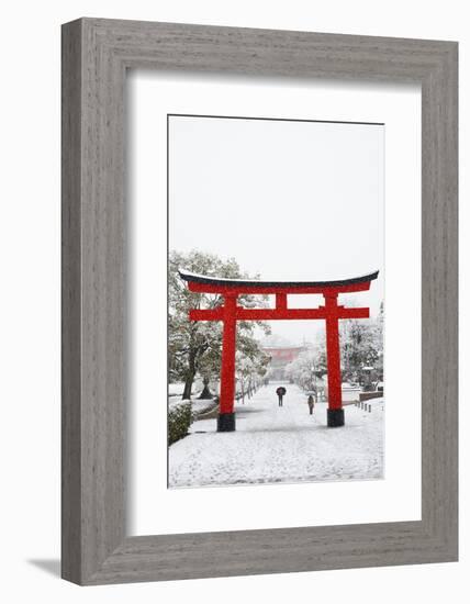 Entrance path to Fushimi Inari Shrine in winter, Kyoto, Japan, Asia-Damien Douxchamps-Framed Photographic Print