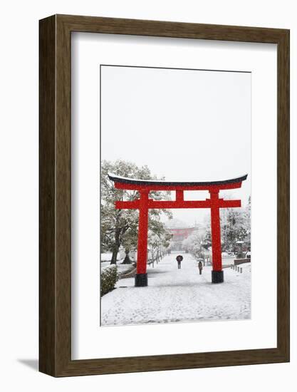 Entrance path to Fushimi Inari Shrine in winter, Kyoto, Japan, Asia-Damien Douxchamps-Framed Photographic Print