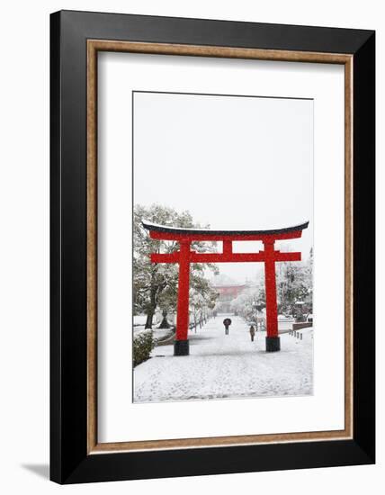 Entrance path to Fushimi Inari Shrine in winter, Kyoto, Japan, Asia-Damien Douxchamps-Framed Photographic Print