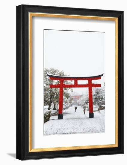 Entrance path to Fushimi Inari Shrine in winter, Kyoto, Japan, Asia-Damien Douxchamps-Framed Photographic Print