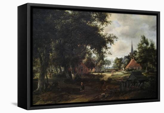 Entrance to a Village-Meindert Hobbema-Framed Stretched Canvas