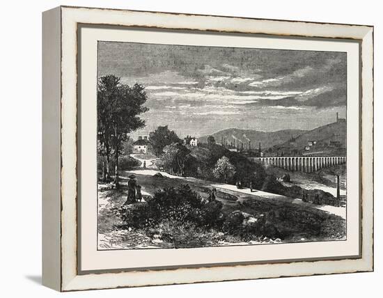 Entrance to Beaumont Park from the Town, Huddersfield, UK, 1883-null-Framed Premier Image Canvas