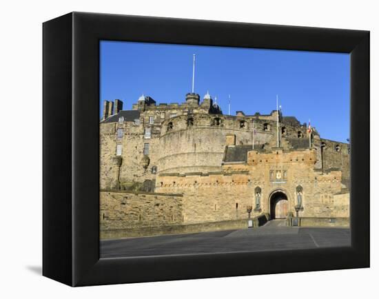 Entrance to Edinburgh Castle under Clear Blue Sky, Edinburgh, Lothian, Scotland-Chris Hepburn-Framed Premier Image Canvas