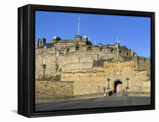 Entrance to Edinburgh Castle under Clear Blue Sky, Edinburgh, Lothian, Scotland-Chris Hepburn-Framed Premier Image Canvas