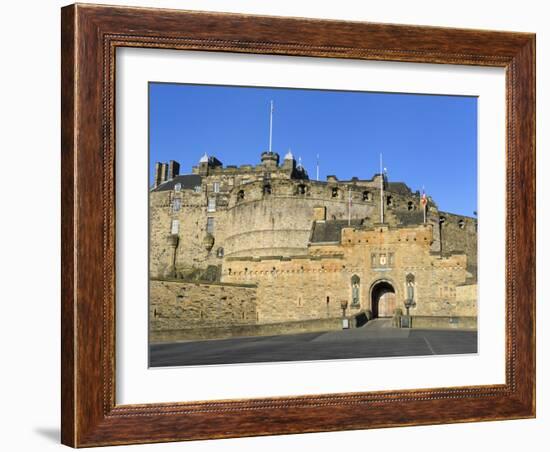 Entrance to Edinburgh Castle under Clear Blue Sky, Edinburgh, Lothian, Scotland-Chris Hepburn-Framed Photographic Print