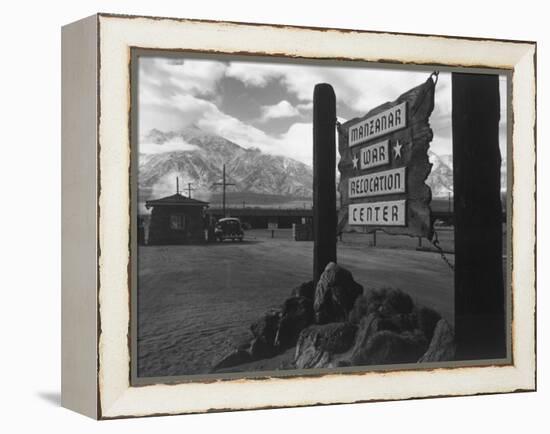 Entrance to Manzanar Relocation Center-Ansel Adams-Framed Stretched Canvas