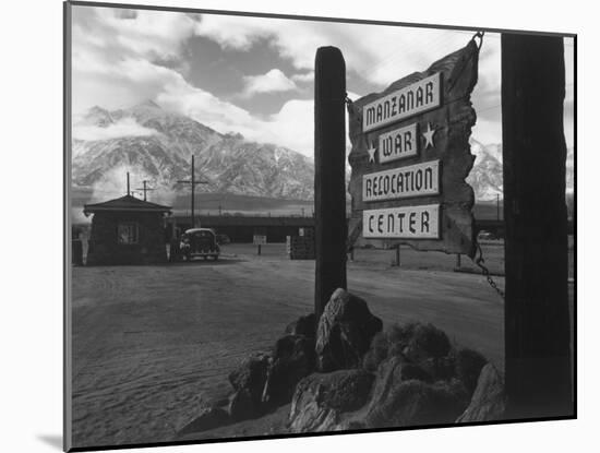 Entrance to Manzanar Relocation Center-Ansel Adams-Mounted Photo