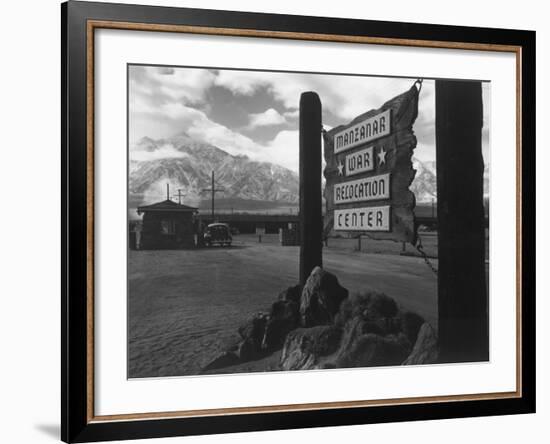 Entrance to Manzanar Relocation Center-Ansel Adams-Framed Photo