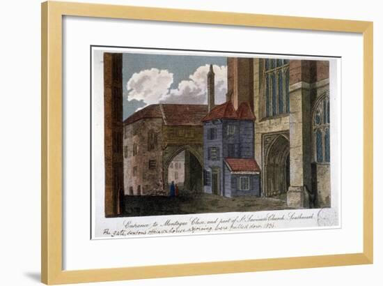 Entrance to Montague Close and Part of Southwark Cathedral, London, C1830-null-Framed Giclee Print