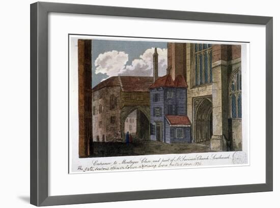 Entrance to Montague Close and Part of Southwark Cathedral, London, C1830-null-Framed Giclee Print