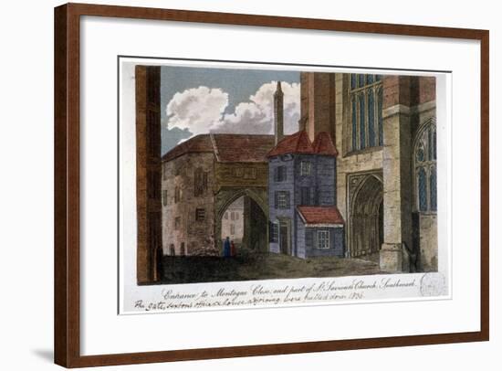 Entrance to Montague Close and Part of Southwark Cathedral, London, C1830-null-Framed Giclee Print