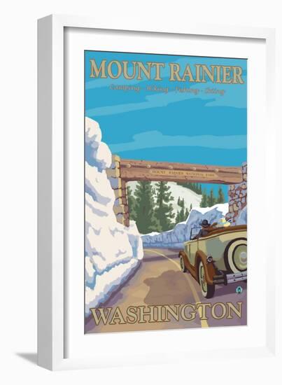 Entrance to Park, Mt. Rainier National Park, Washington-Lantern Press-Framed Art Print