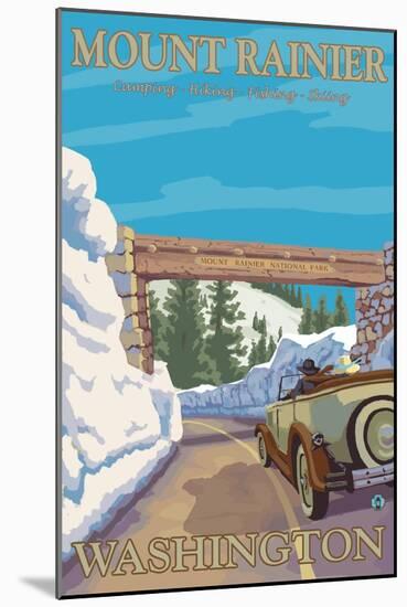 Entrance to Park, Mt. Rainier National Park, Washington-Lantern Press-Mounted Art Print