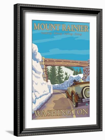 Entrance to Park, Mt. Rainier National Park, Washington-Lantern Press-Framed Art Print