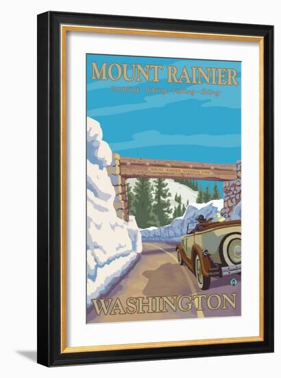 Entrance to Park, Mt. Rainier National Park, Washington-Lantern Press-Framed Art Print