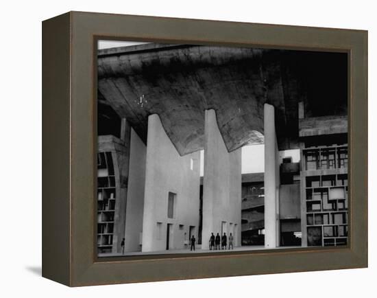 Entrance to Punjab High Court Building, Designed by Le Corbusier, in the New Capital City of Punjab-James Burke-Framed Premier Image Canvas