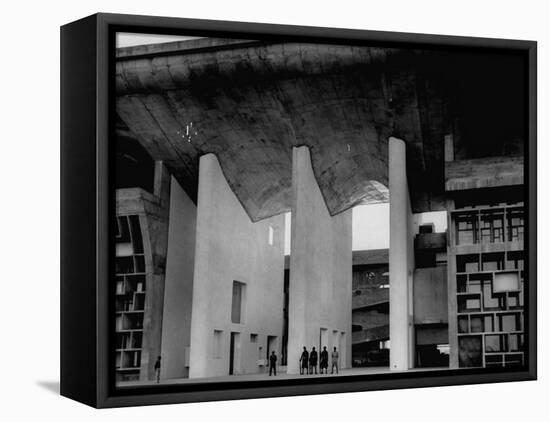 Entrance to Punjab High Court Building, Designed by Le Corbusier, in the New Capital City of Punjab-James Burke-Framed Premier Image Canvas