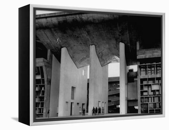 Entrance to Punjab High Court Building, Designed by Le Corbusier, in the New Capital City of Punjab-James Burke-Framed Premier Image Canvas