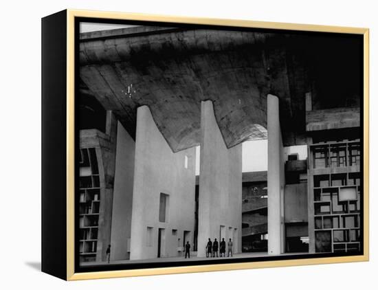 Entrance to Punjab High Court Building, Designed by Le Corbusier, in the New Capital City of Punjab-James Burke-Framed Premier Image Canvas