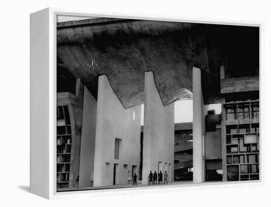 Entrance to Punjab High Court Building, Designed by Le Corbusier, in the New Capital City of Punjab-James Burke-Framed Premier Image Canvas