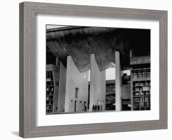 Entrance to Punjab High Court Building, Designed by Le Corbusier, in the New Capital City of Punjab-James Burke-Framed Photographic Print