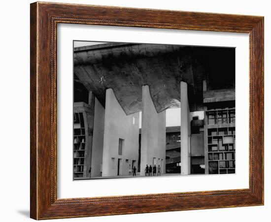 Entrance to Punjab High Court Building, Designed by Le Corbusier, in the New Capital City of Punjab-James Burke-Framed Photographic Print