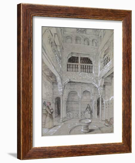 Entrance to the Baths at the Alhambra (Graphite and White Bodycolour with Brief Touches of Watercol-John Frederick Lewis-Framed Giclee Print