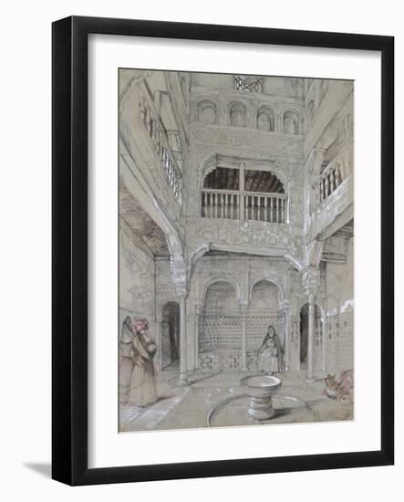 Entrance to the Baths at the Alhambra (Graphite and White Bodycolour with Brief Touches of Watercol-John Frederick Lewis-Framed Giclee Print