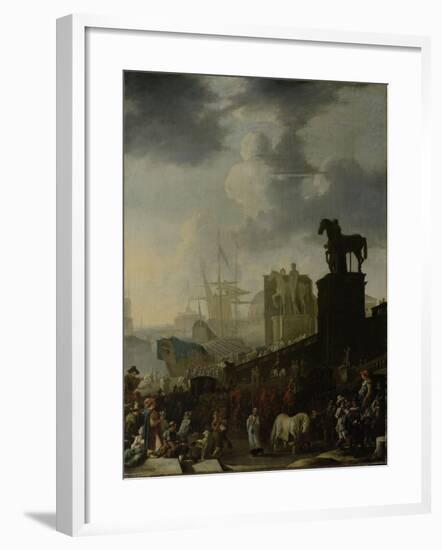 Entrance to the Capitol with the White Horse of the Newly Elected Pope-Johannes Lingelbach-Framed Art Print