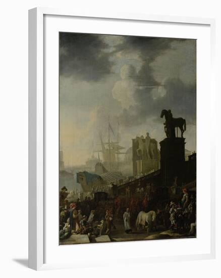 Entrance to the Capitol with the White Horse of the Newly Elected Pope-Johannes Lingelbach-Framed Art Print