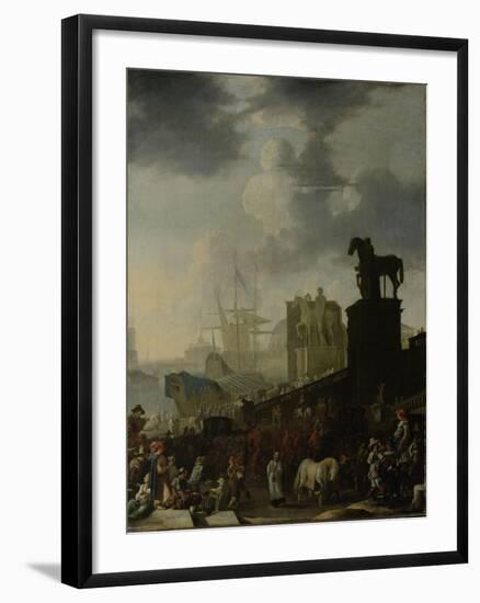 Entrance to the Capitol with the White Horse of the Newly Elected Pope-Johannes Lingelbach-Framed Art Print