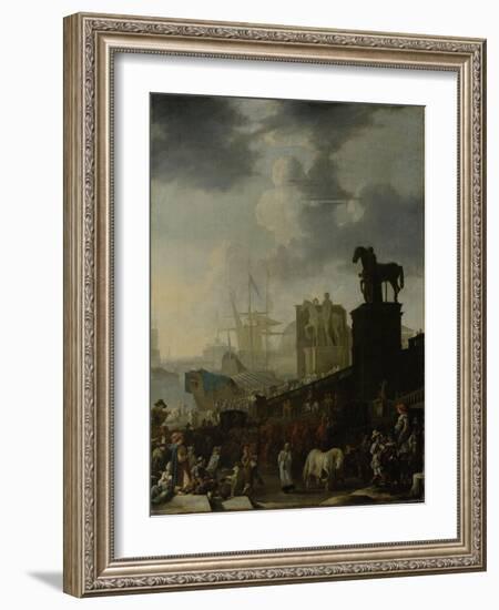 Entrance to the Capitol with the White Horse of the Newly Elected Pope-Johannes Lingelbach-Framed Art Print