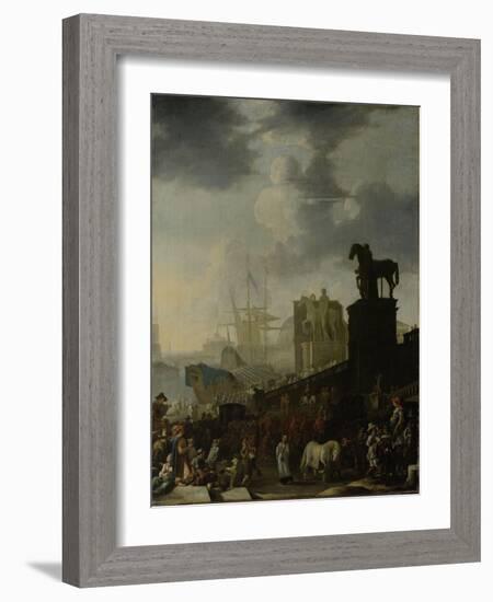 Entrance to the Capitol with the White Horse of the Newly Elected Pope-Johannes Lingelbach-Framed Art Print