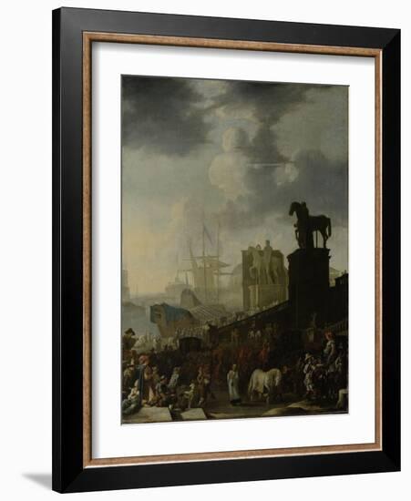 Entrance to the Capitol with the White Horse of the Newly Elected Pope-Johannes Lingelbach-Framed Art Print